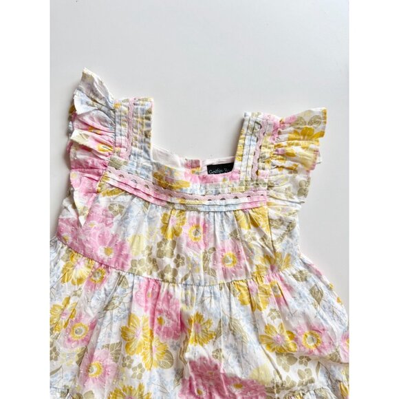 Baby Girl CYNTHIA ROWLEY Pink Yellow Floral Cotton A-Line Tent Dress, Size 24M - Picture 2 of 9